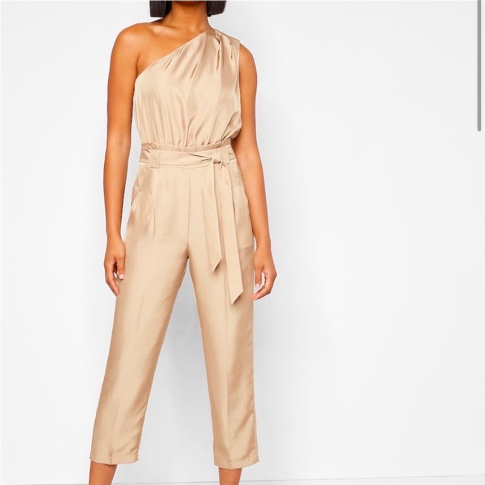 Express draped one shoulder jumpsuit